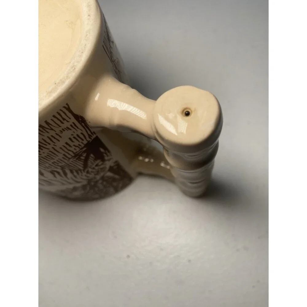 ARNART - Vtg Brown & Tan Tiger Safari Jungle Bamboo Royal Crown Coffee Cup Mug